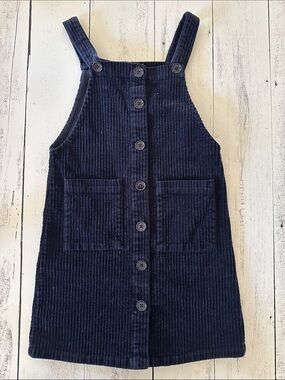 Girls Chelsea & Violet Navy Corduroy Button-Front Overall Dress size medium